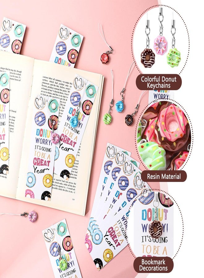 Skyygemm 50 Set Back to School Gifts Donut Keychains for Students with Donut Bookmarks Rulers Cute Dessert Style Charms Teacher First Day of School Gifts for Kids Classroom Rewards Reader Supplies - Image 3